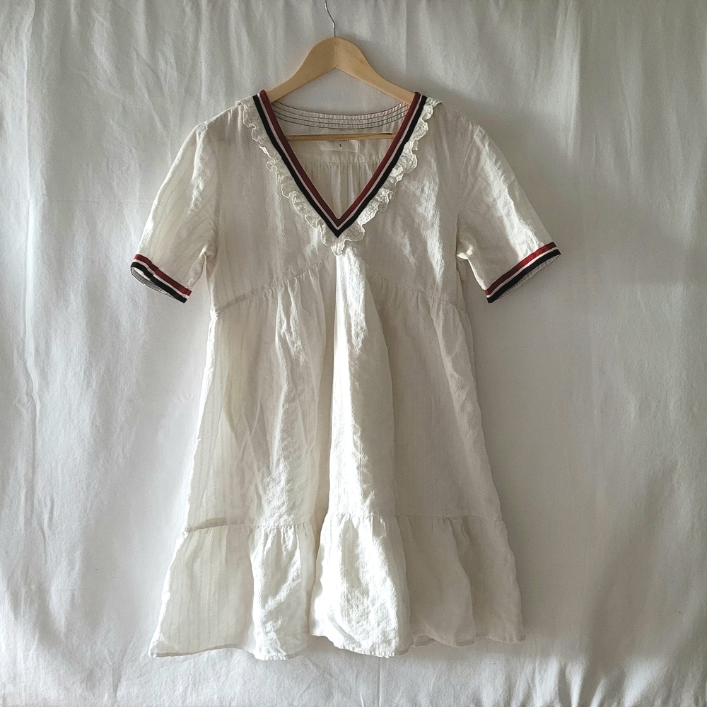 BA&SH desert dress ecru L baby doll athletic white